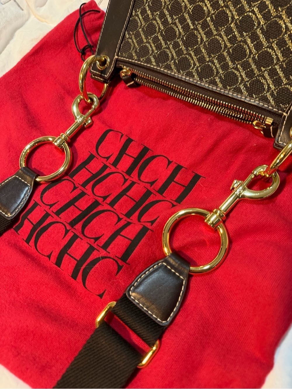 Carolina Herrera Dark Brown Monogram Castanuela Bag - Picture 17 of 17